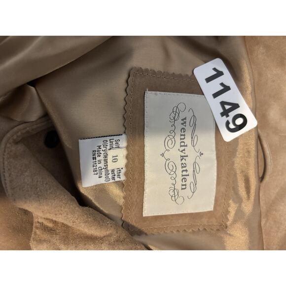 Wendy Katlen Anthropologie Suede Trench Coat Tan Size 10 Medium - Picture 15 of 15